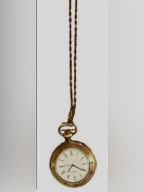 Vintage Style Pocket Watch Pendant Necklace in Brass Tone | Poet Core Whimsy
